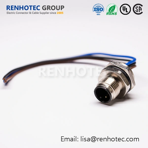 Waterproof Plug Aviation Connector 3 Pin M12 Connector Cable Assembly