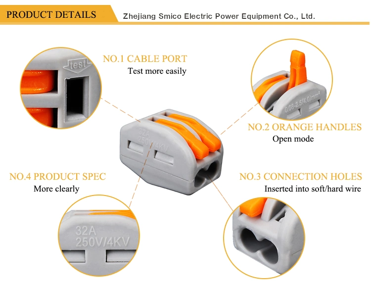 Wago Wire Terminal Connector Pct-414 Quick Electric Connector 4pin Push Wire Connector