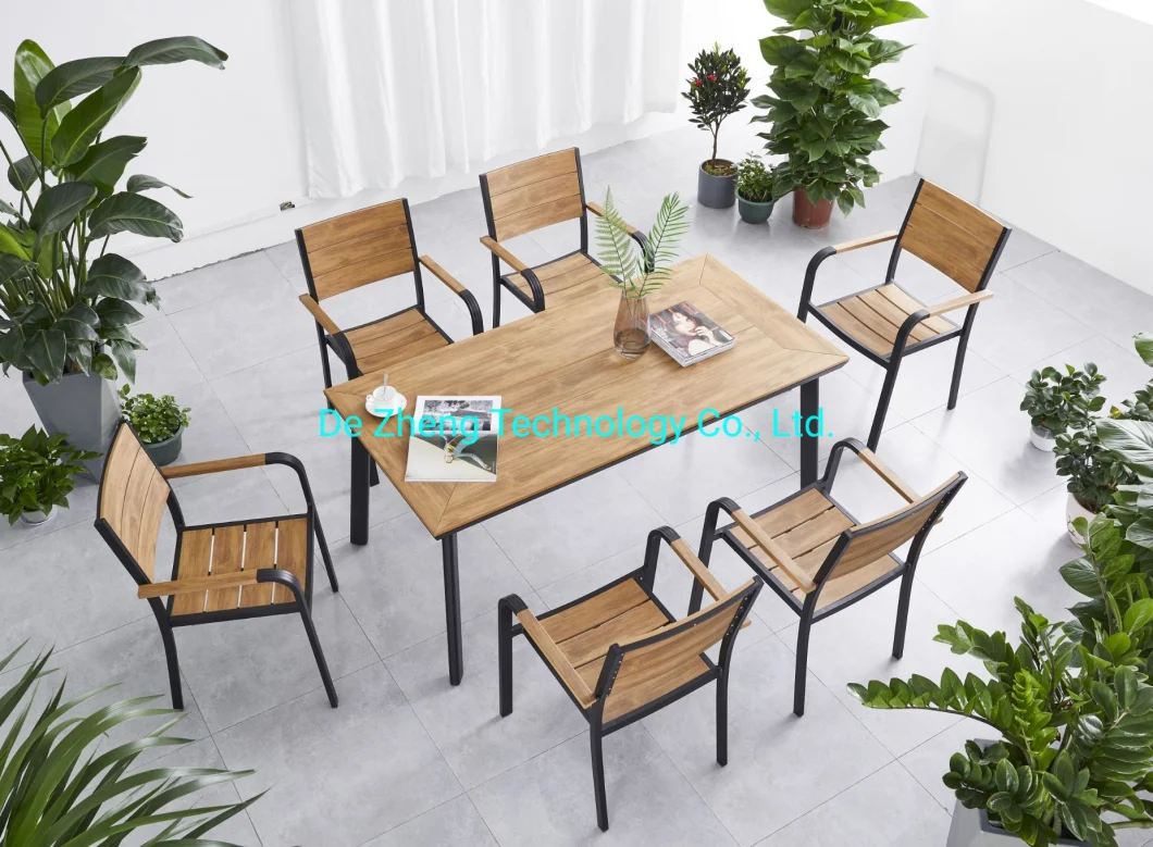 Outdoor Aluminum Patio Plastic Wood Outdoor Table Set Picnic Garden Furniture