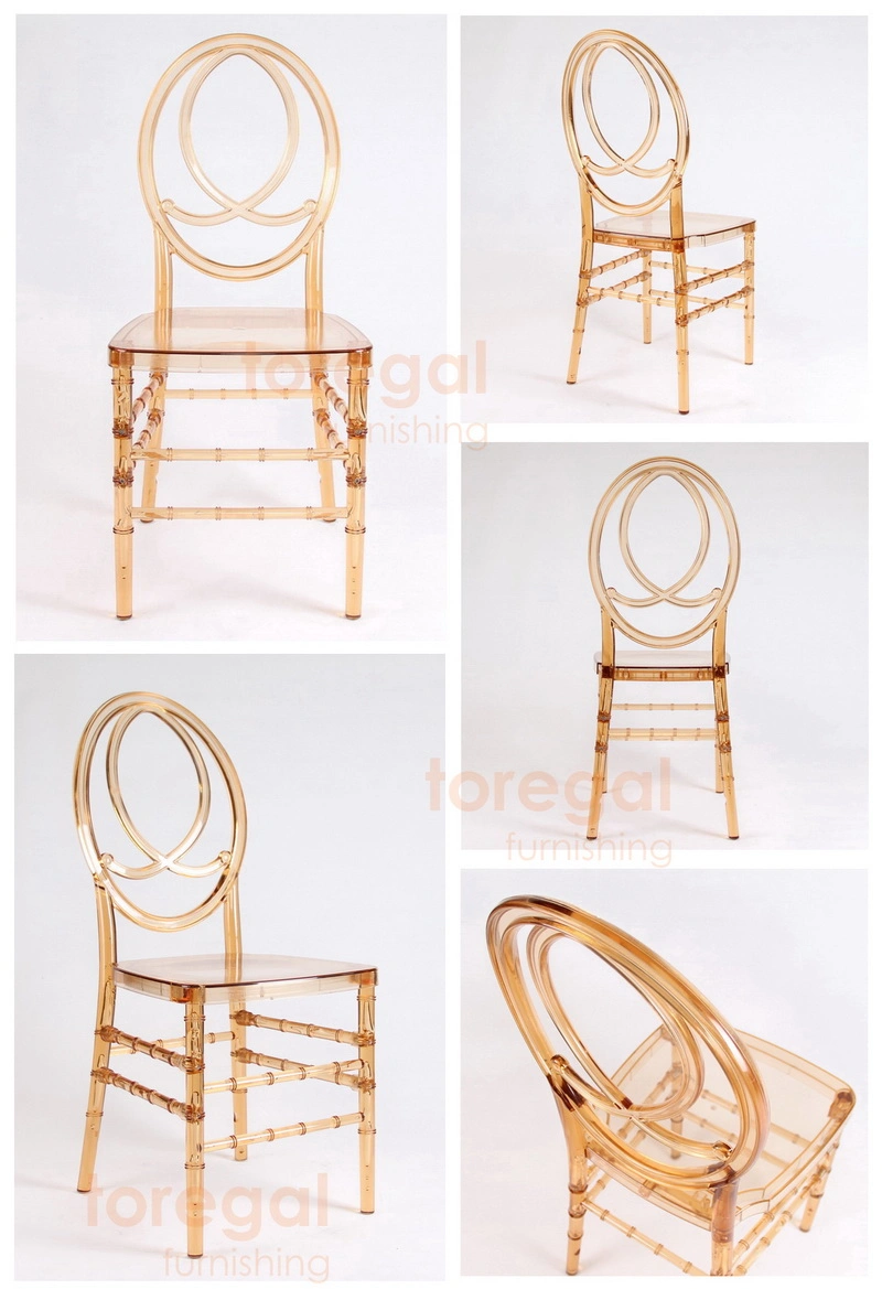 Transparent Amber Clear Lucite Acrylic Resin Phoenix Dining Chairs