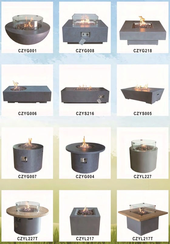 Round Gfrc Gas Fire Pit Table for Outdoor Use