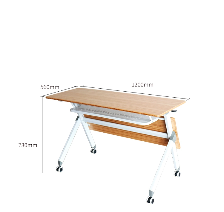 Folding Mobile Bamboo Top Office Meeting Desk Table