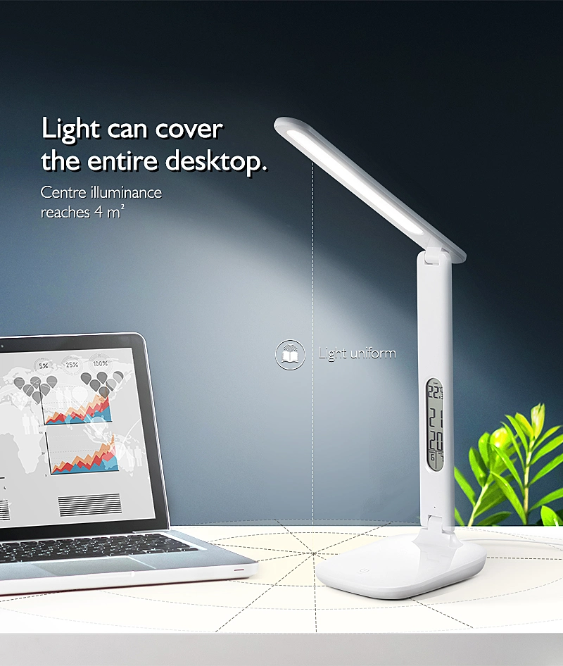 Foldable Dimmable Touch-Type Table LED Lamp with Calendar Temperature Alarm Clock Table
