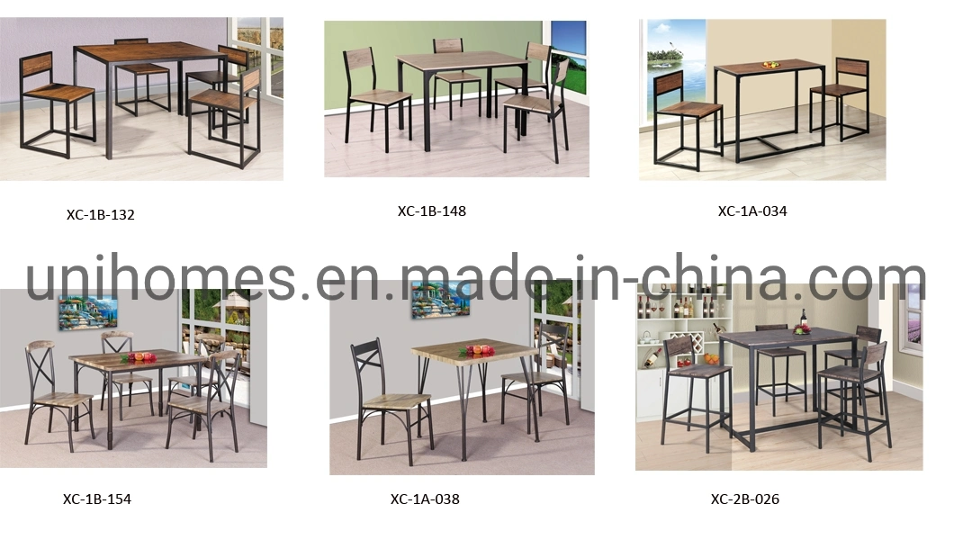 Uni-Homes 5 PC Modern Dining Table Set Wood Metal Dining Room Set Frame Set for Chinese Dining Furniture Wooden Table and Chair Factory Direct