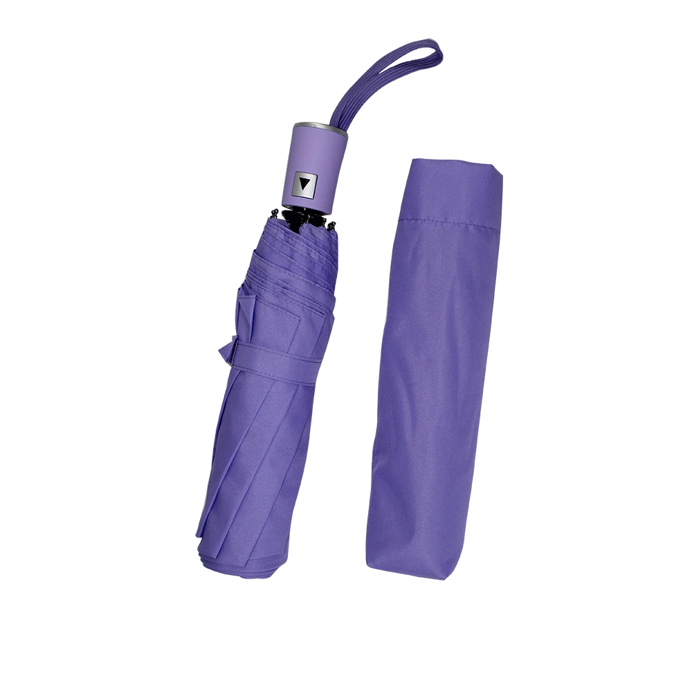 Large 8 Bone 3 Folding Folding Umbrella Grey Compact Automatic Umbrellas with Match Color Handle