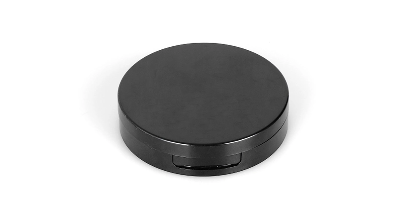 4 Hole Black Round Quality Round Plastic Eyeshadow Container Case with Mirror