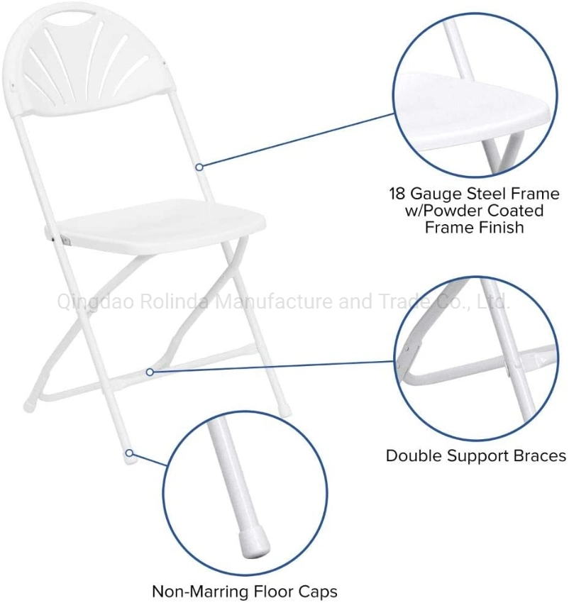 Stackable, Lightweight Plastic Folding Chair for Wedding Garden Chair PP Seat with Metal Legs Indoor Outdoor Plastic Fan Back Folding Chairs