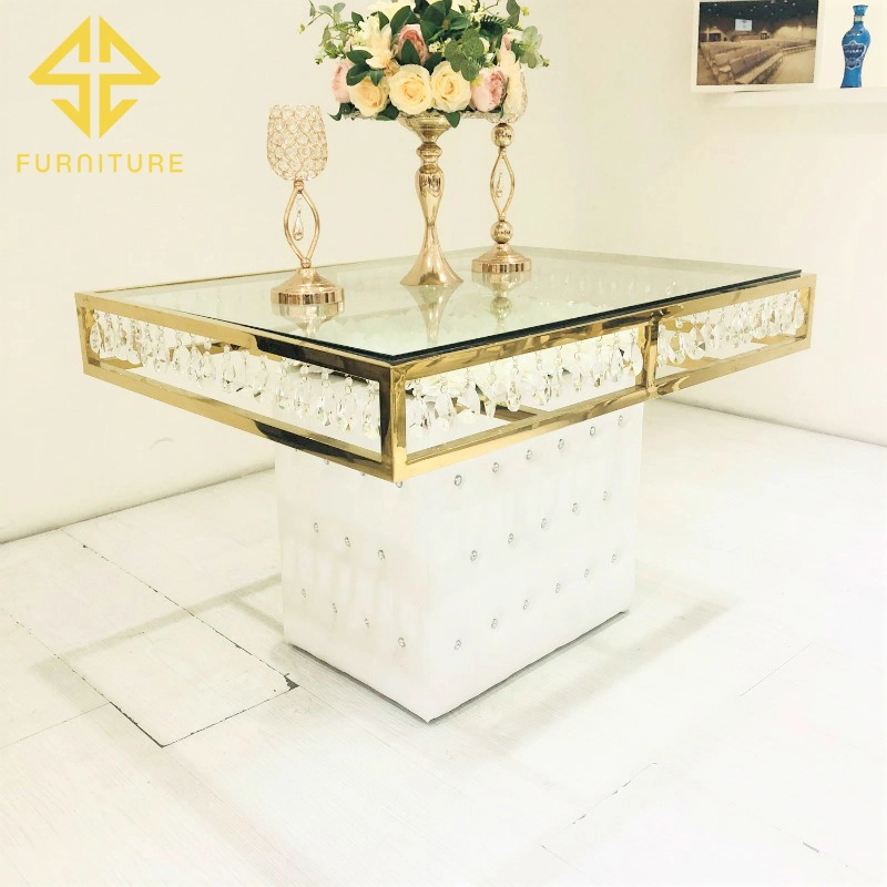 Modern Stainless Steel Glass Table Wedding Hotel Banquet Table Cake Table