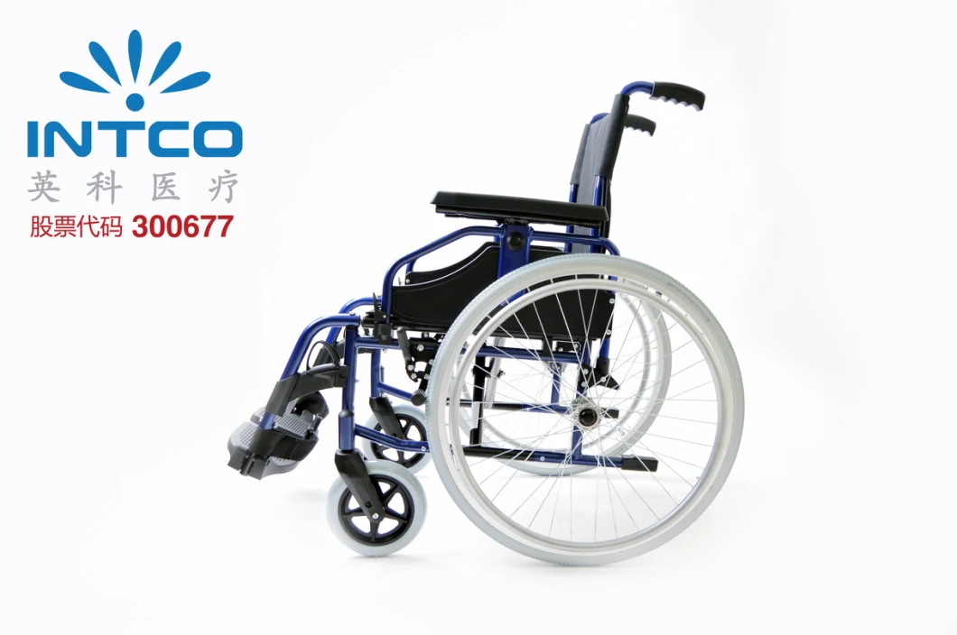 Medical Product Steel/Aluminum Manual Folding Wheelchair with Height Adjustable Armrest