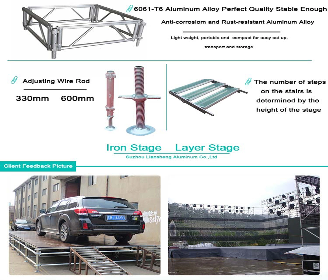 Outdoor Mobile Folding Adjustable Height Assemble Aluminum Portable Stage