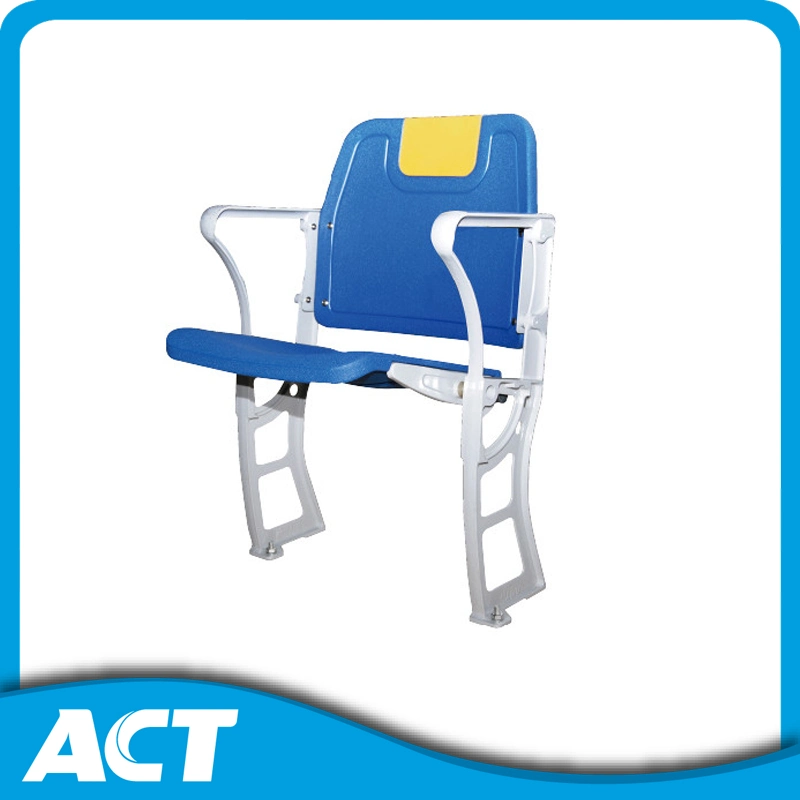 Blow Molded Plastic Folding Chair with Aluminum Frame Stadium Seats