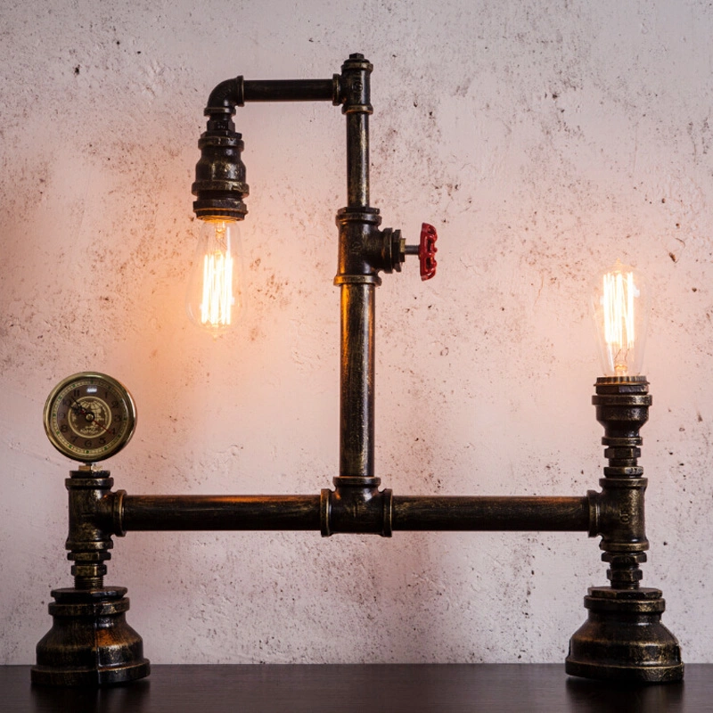 Industrial Vintage Light Black Silver Copper Rustic Industrial Bedside Table Lamp (WH-VTB-31)