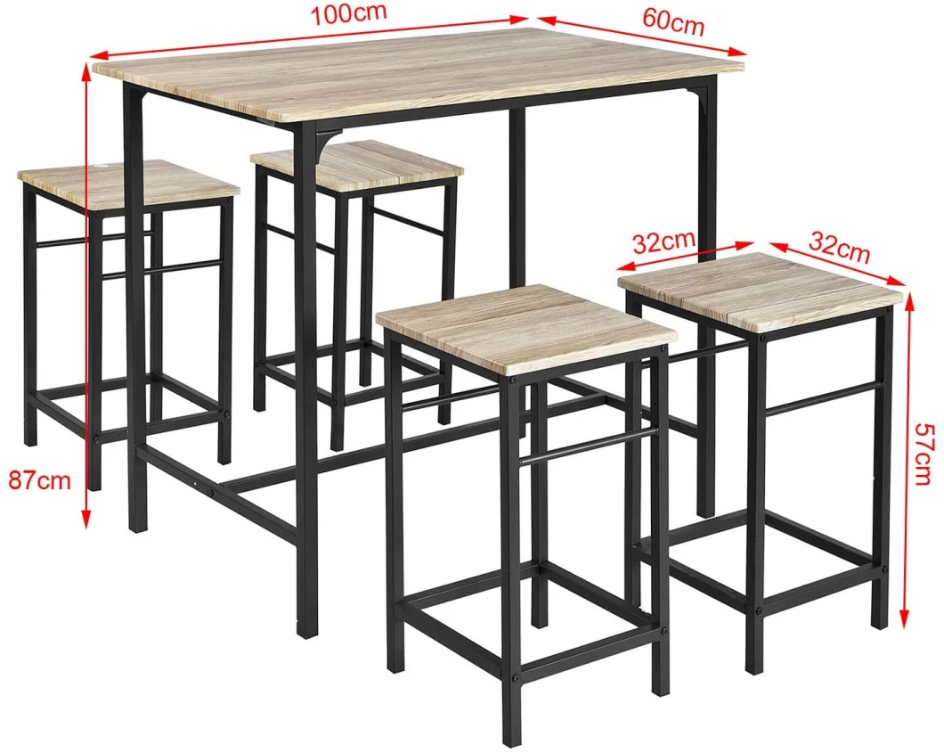 Rectangular Dining Table and 4 Chairs Kitchen Dining Room Set Modern