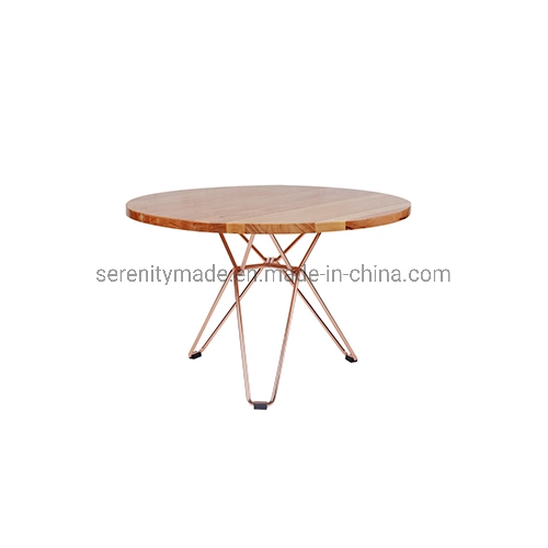 Stylish Furniture Bar Cafe Restaurant Table Metal Wire Glass Wooden Table