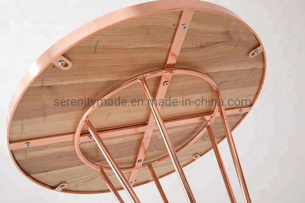 Stylish Furniture Bar Cafe Restaurant Table Metal Wire Glass Wooden Table