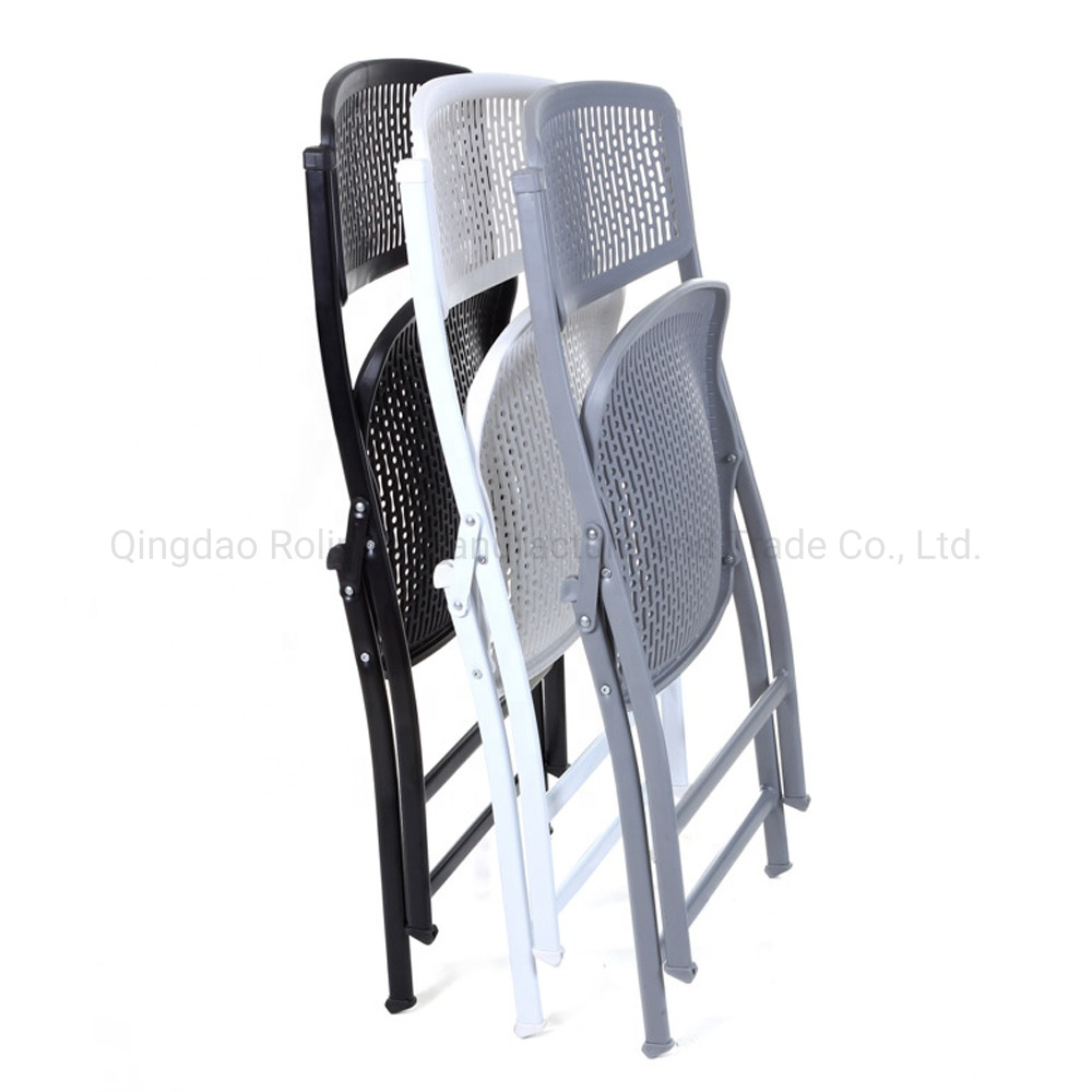Cheap Stackable Wedding Party Event White Leisure Folding Plastic Chair Premium Steel Frame Metal Folding Chair with Plastic Seat and Back