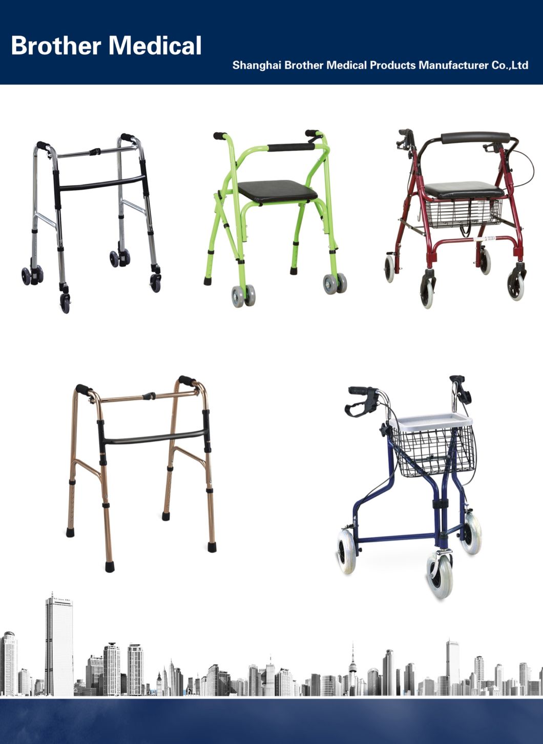 Portable Folding Walker for Seniors Adult with Adjustable Height 30-37 Inches