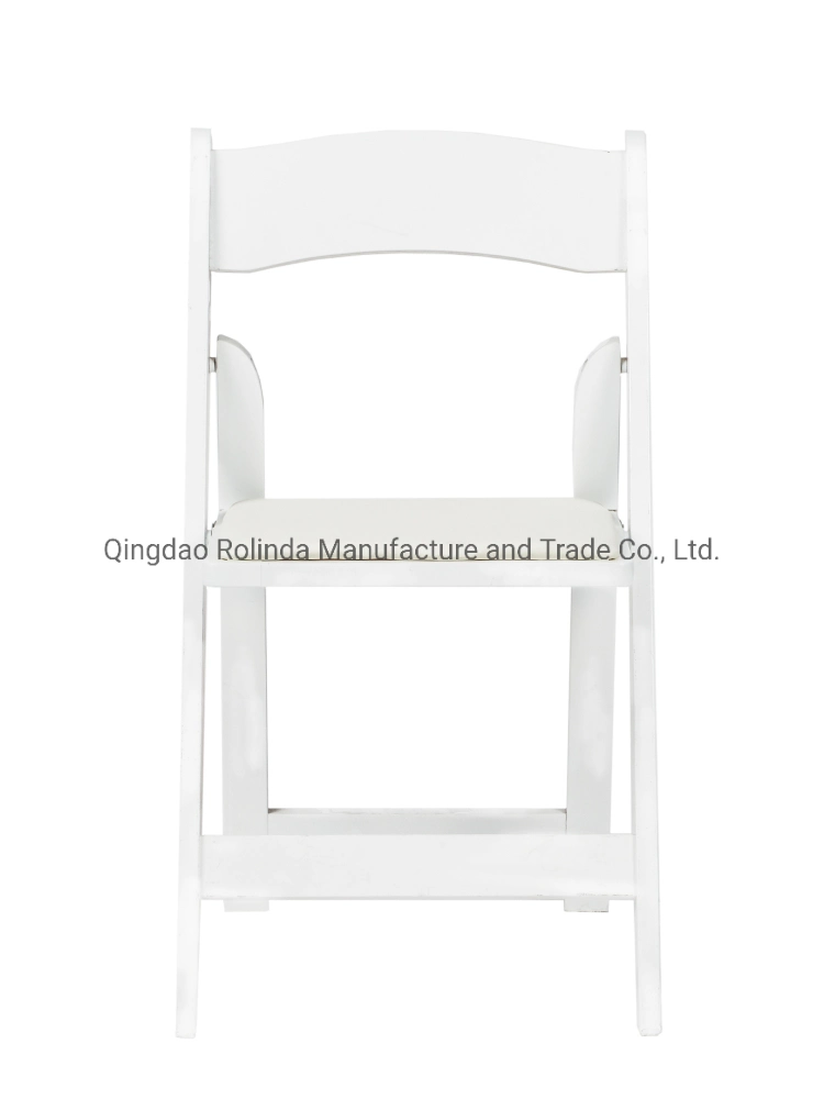 Wholesale White Paded Solid Wood Folding Chair Flash Furniture Folding Chair with Black Vinyl Padded Seat