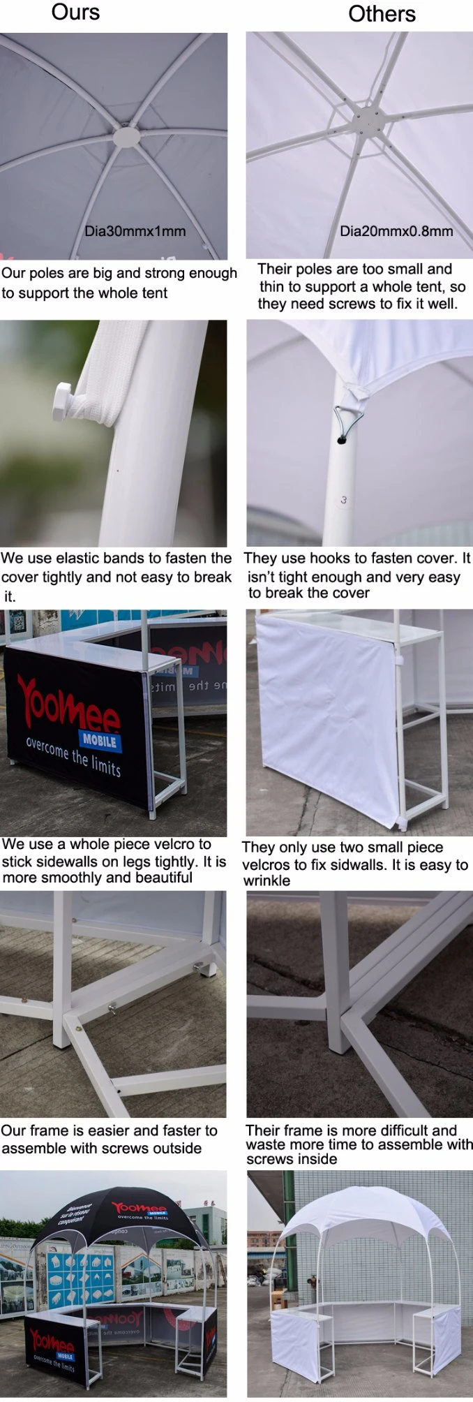 Display Round 3m Dome Tent Kiosk Booth with Tables for Outdoors Advertising Events