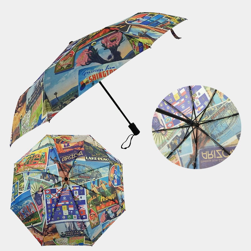 Automatic Customize Full Print Umbrella Three Folding Umbrella