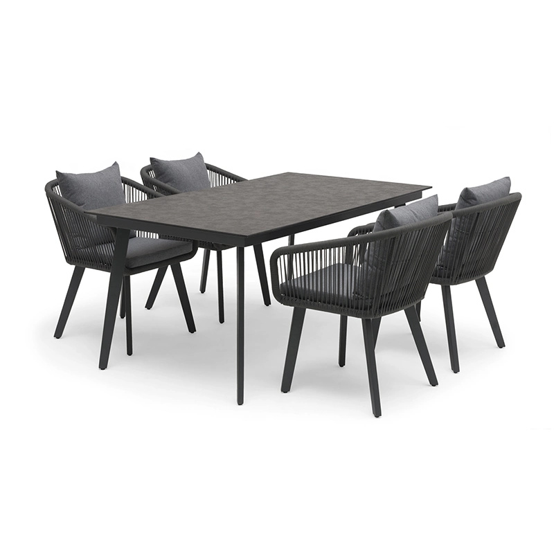 Aluminum Frame Hotel Outdoor Plastic Top Square Dining Table with Parasol Hole