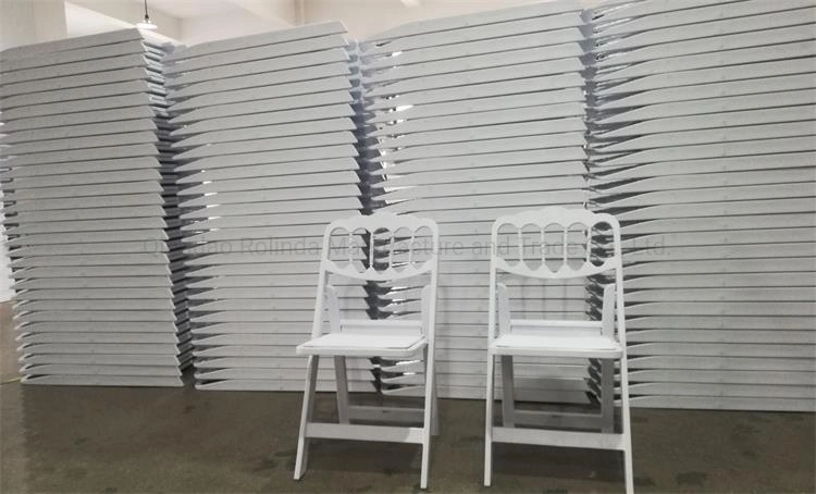 Commercial Grade Resin White Plastic Napoleon Folding Wedding Chairs for Outdoor Dining Event for Wedding, Party, Meeting