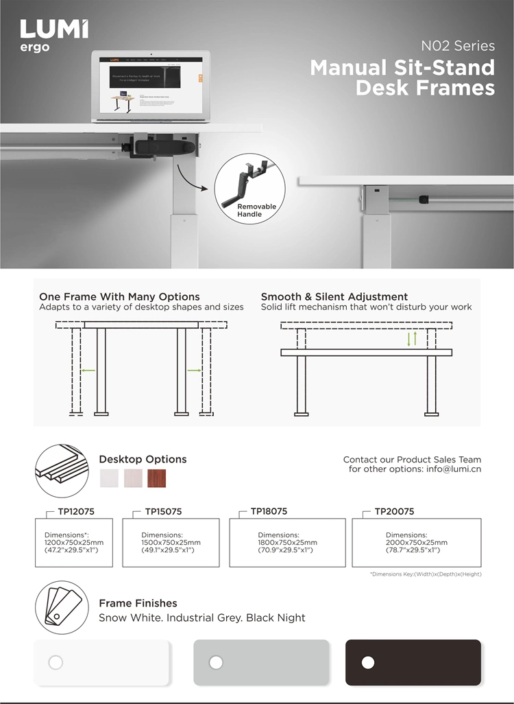 Manual Adjustable Desk Frame, Table Height Mechanisms, Height Metal Table Legs