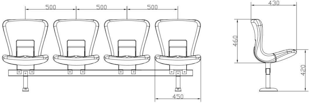 Anti-UV Plastic Folding Chair for Stadium, Soccer Stadium Tip up Seat, Gym VIP Chair