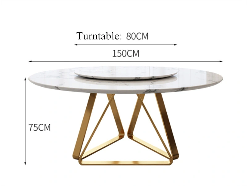 Small Apartment Home Dining Round Table with Turntable Nordic Marble Round Dining Table and Chair Combination
