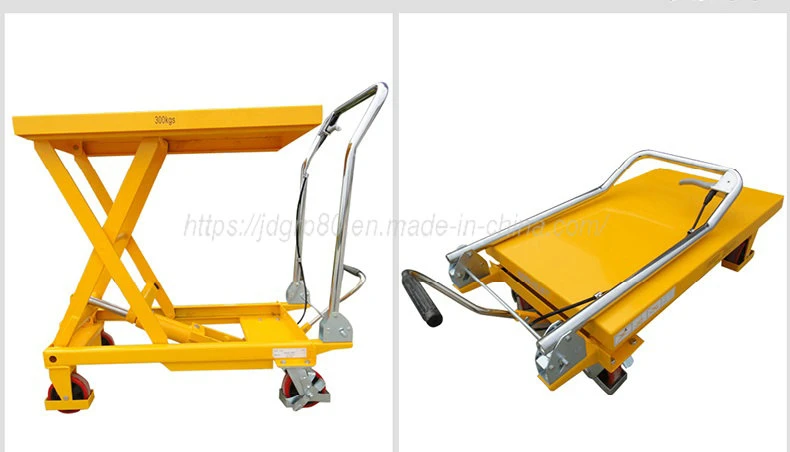 Manual Foot Pedal Hydraulic Pump Operated Mobile Lift Table Hydraulic Scissor Trolley Table Platform