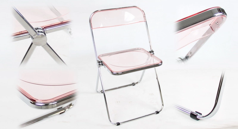 Transparent Pink Clear Acrylic Foldable Outdoor Folding Metal Chairs