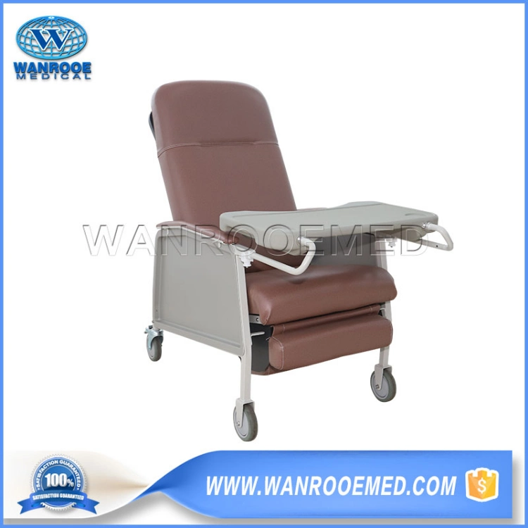 Bhc301 Hospital Adjustable Recliner Folding Patient Accompanying Geriatric Chair with Dining Table and Castors