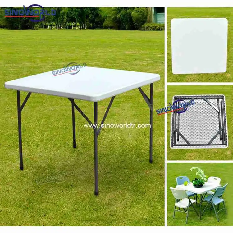 60 Inches Long Garden White Plastic Material Folding Round Tables