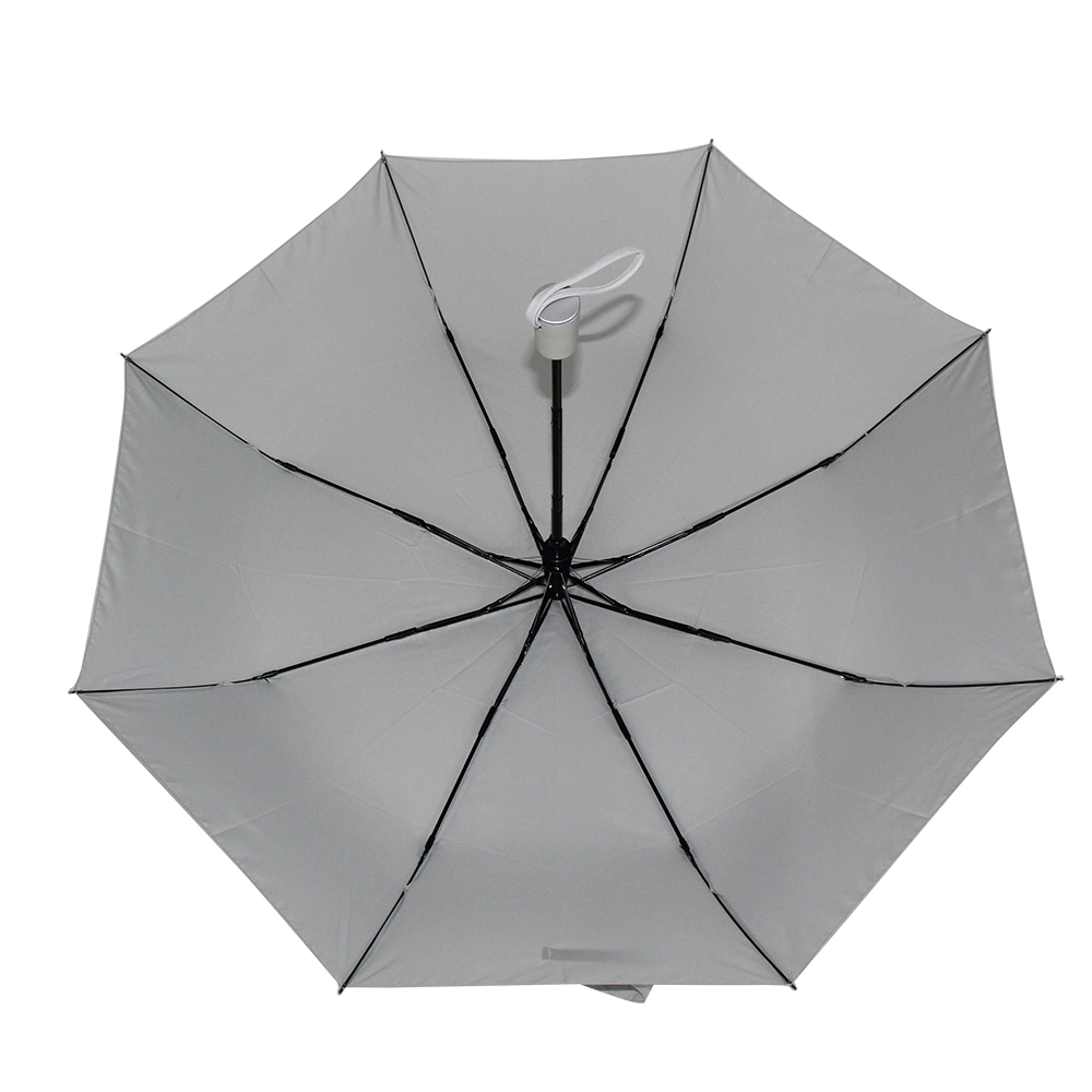 Large 8 Bone 3 Folding Folding Umbrella Grey Compact Automatic Umbrellas with Match Color Handle