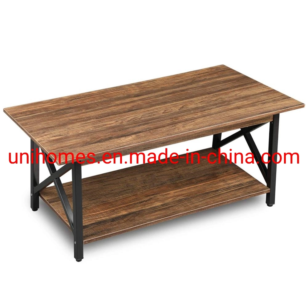 Rustic Coffee Table, Wood and Metal Industrial Cocktail Table for Living Room