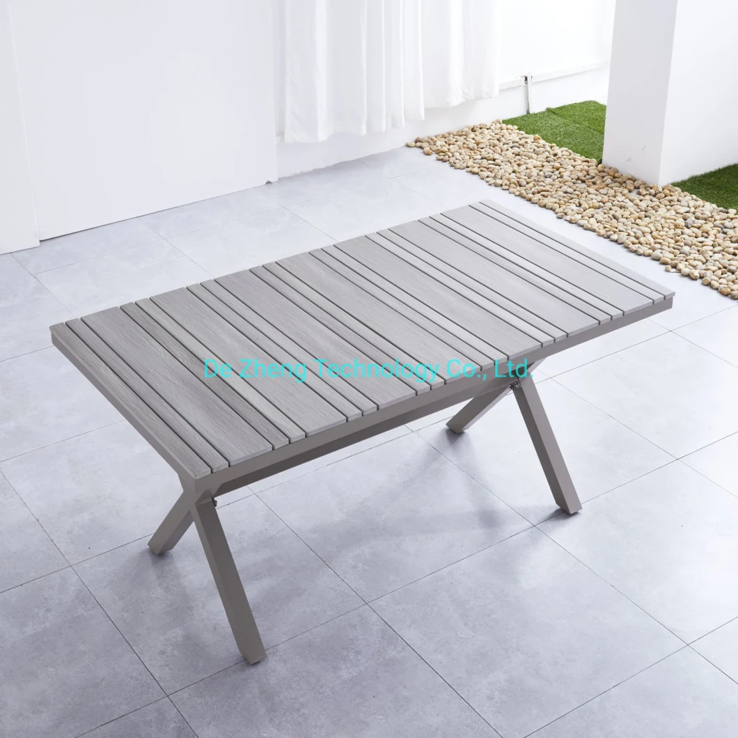 Aluminum Outdoor Dining Set Plastic Wood Expandable X Leg Outdoor Table