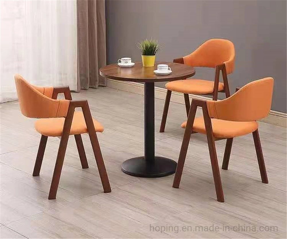 Orange Banquet Library Chair Rectangular Steel Wood Dining Table Wedding 1+3 Table Chairs Modern Classic Design Chair Durable Saddle Leather Dining Chair