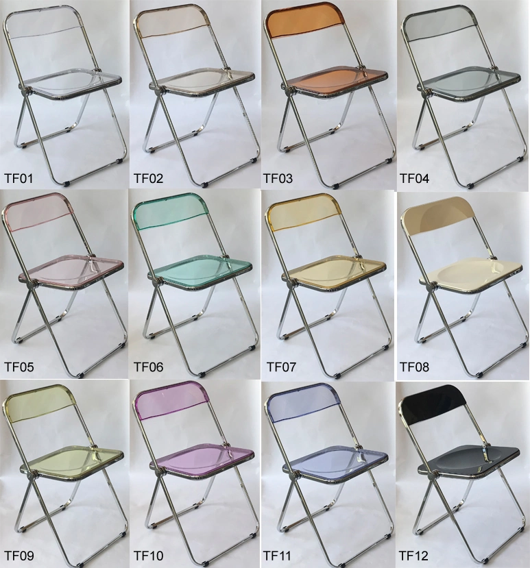 New Fashion Transparent Clear Crystal Acrylic Foldable Metal Dining Chairs