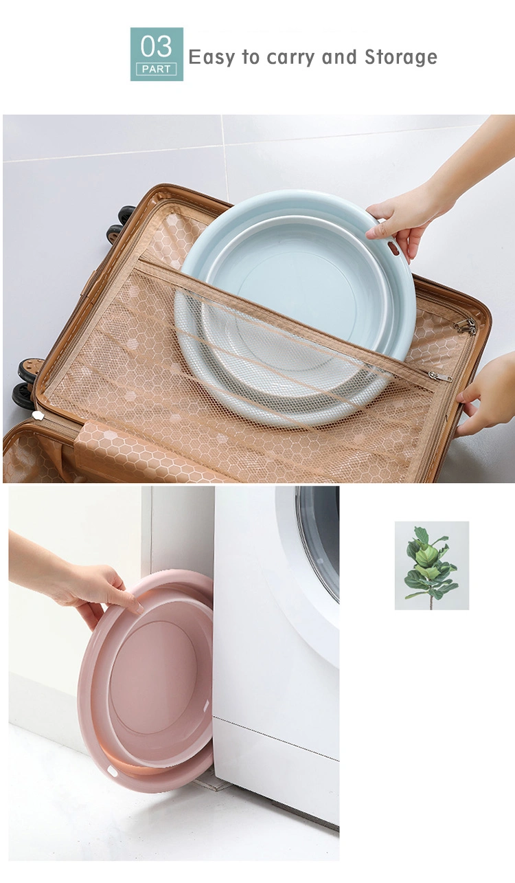 Eco-Friendly Silicone Plastic Folding Wash Basin Plastic Basin Hung Thick Washbasin Household Folding Washtub