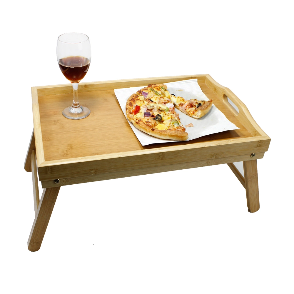 Foldable Bamboo Breakfast Table Serving Tray, Lap Desk, Bed Table