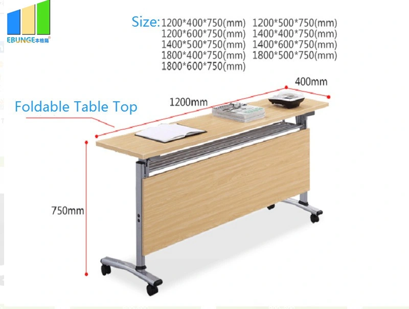 Ebunge Office Meeting Training Folding School Table Folding Desk with Wheels