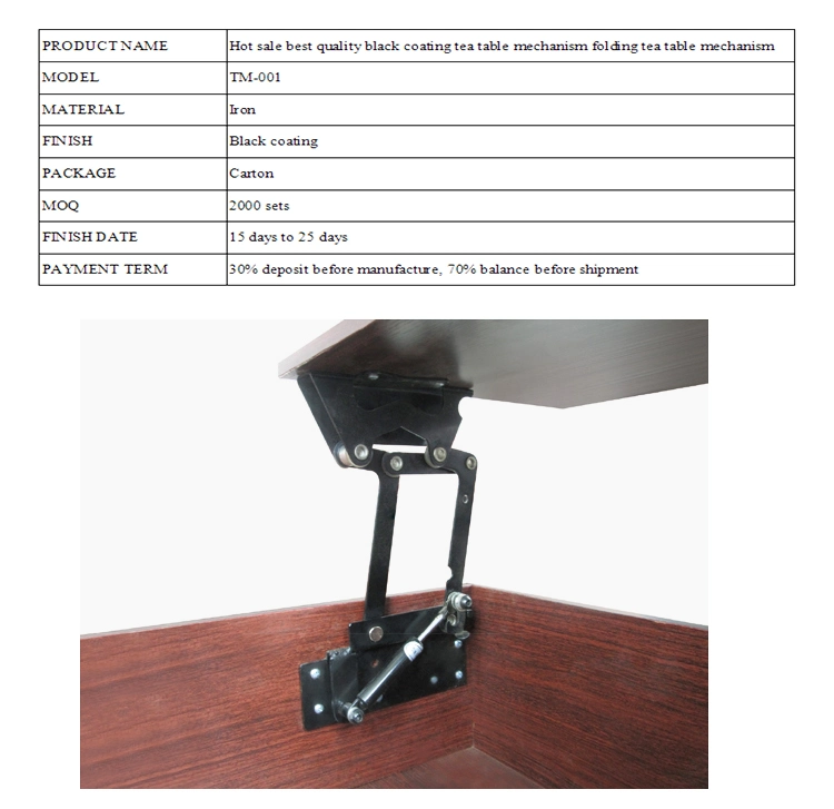Hot Sale Best Quality Black Coating Tea Table Mechanism Folding Tea Table Mechanism