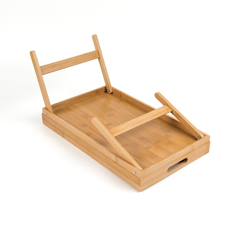Bamboo Laptop Folding Serving Breakfast Foldable Food Tray, Bed Tray Table with Folding Legs