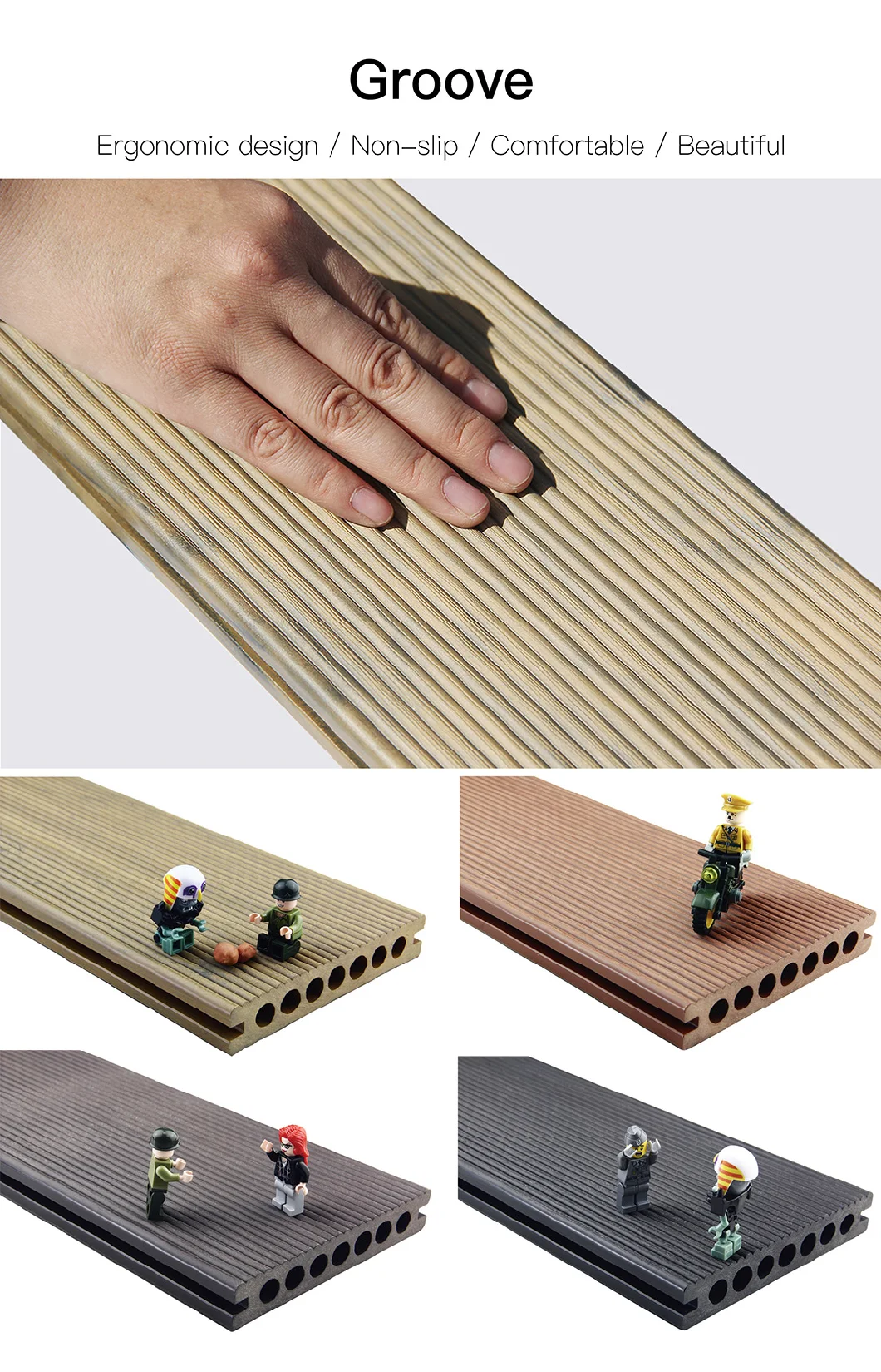 Ce SGS Outside Wood Plastic Coated Composite Decking Recycled Plastic Landscape Timber