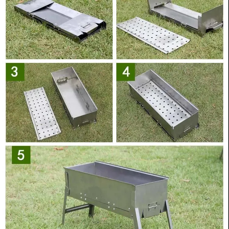 Folding Portable High Hardness Cold Rolled Steel Color Box Fire Resistant Large and Small BBQ Grill