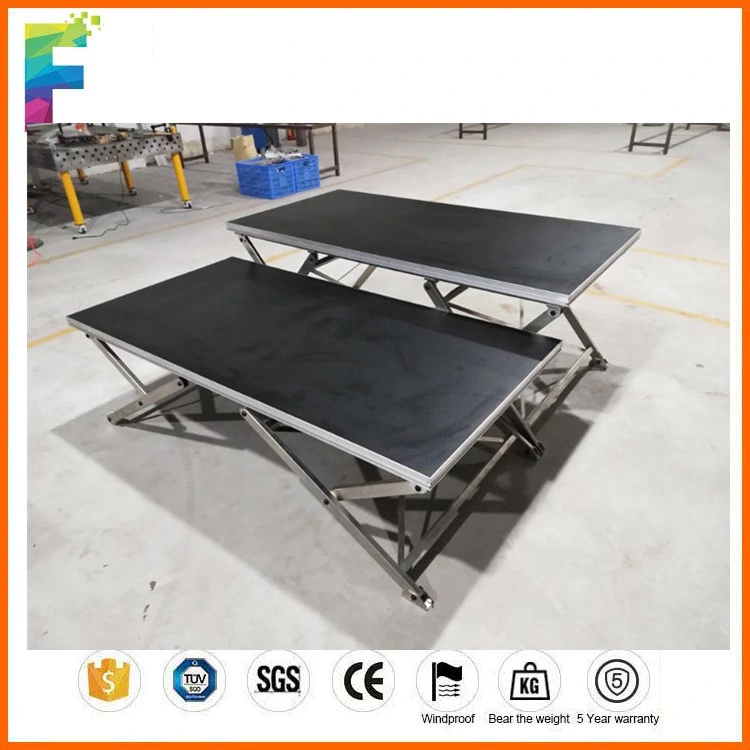 Steel 2X1m Scissors Folding Stage Deck with Adjustable Height 0.2-1m