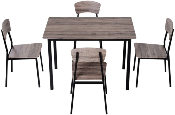 5 Pieces Compact Dining Table Set 4 Chairs Wood Kitchen Dining Room Furniture