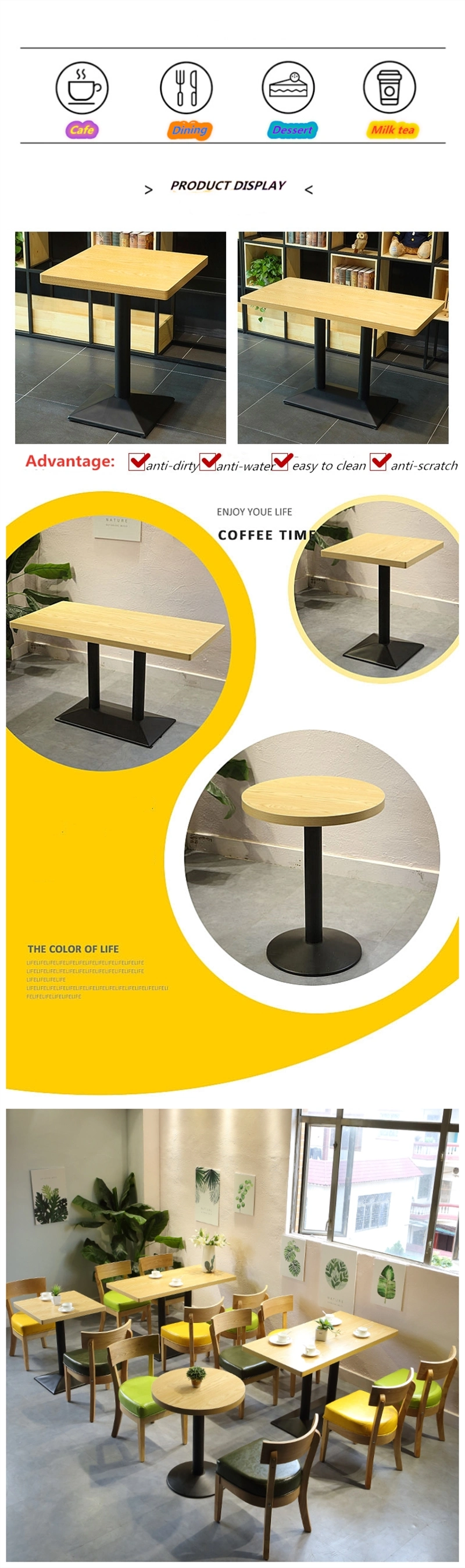 Small Size Dining Furniture Round Meeting Table with Black Plastic Leg