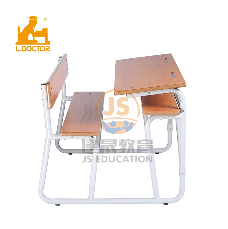 Wood Double School Desk with Bench Primary School Furniture Price List College School Table Bench Attached
