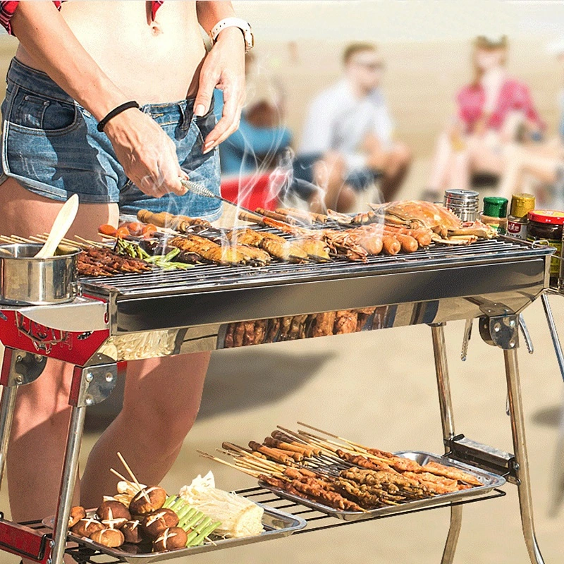 304 Stainless Steel BBQ Net Tray Charcoal Crimp Wire Mesh Barbecue Grill Round Square BBQ